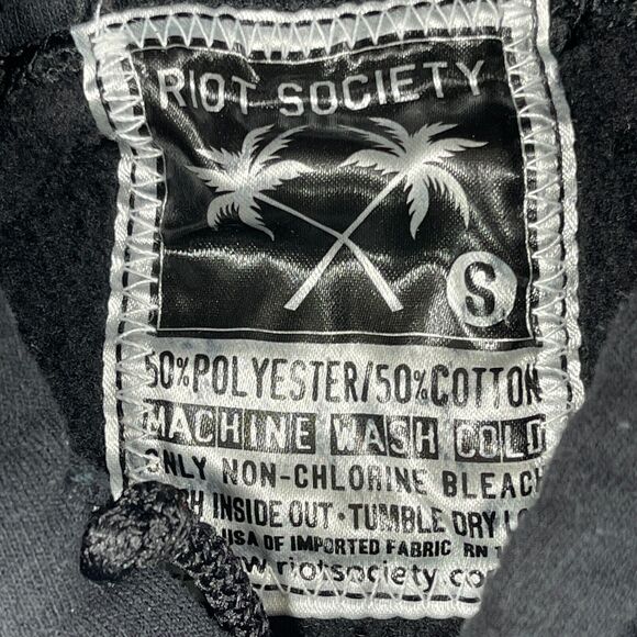 Riot Society Hoodie Men Small Back Cotton Fiesta Til Death Skulls Tress Pullover - Picture 7 of 12